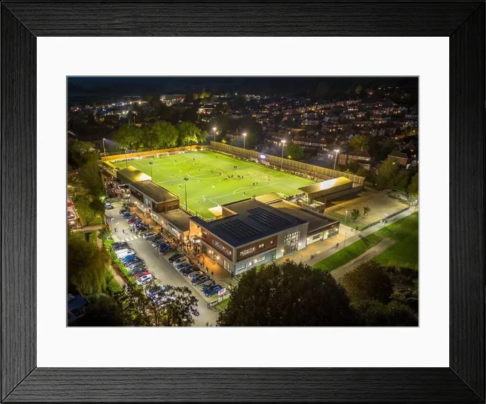 Framed Print : Dorking, Surrey, UK- October 2023: Aerial view of Dorking Wanderers Football Club Framed Print : Dorking, Surrey, UK- October 2023: Aerial view of Dorking Wanderers Football Club