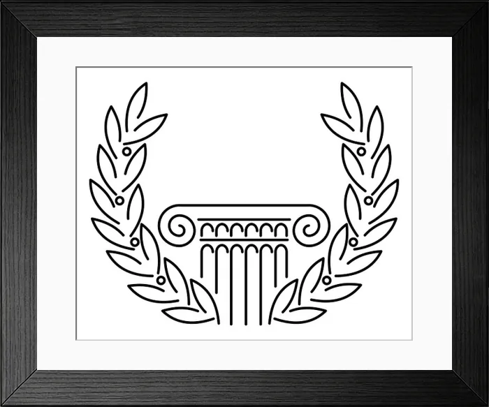 Framed Print : Antique Greek Column and Laurel. Vector illustration Framed Print : Antique Greek Column and Laurel. Vector illustration