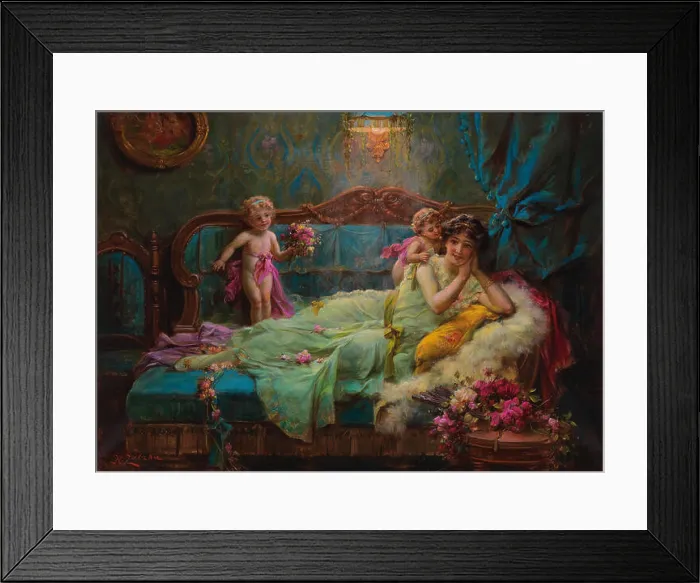 Framed Print : 19 Hans Zatzka Süße Grüße oder Liebesboten Framed Print : 19 Hans Zatzka Süße Grüße oder Liebesboten
