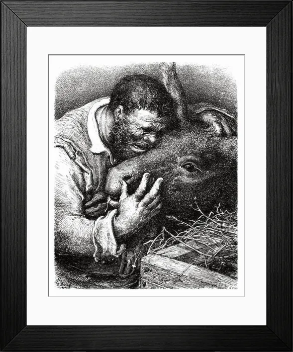 Framed Print : Sancho panza cries to his donkey Framed Print : Sancho panza cries to his donkey