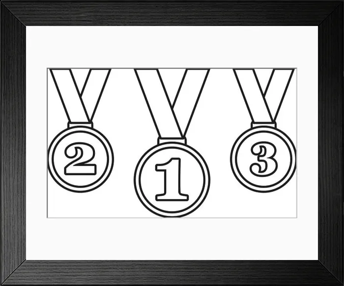 Framed Print : First second and third place medals or medallions as prize for championship winner in outline vector set Framed Print : First second and third place medals or medallions as prize for championship winner in outline vector set