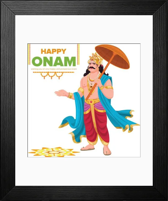 Framed Print : Happy Onam, King Mahabali in Onam, New Kerala festival happy onam with mahabali, use for poster, leaflet Framed Print : Happy Onam, King Mahabali in Onam, New Kerala festival happy onam with mahabali, use for poster, leaflet