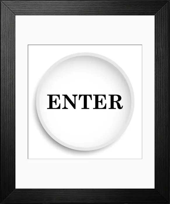 Framed Print : Enter icon. Enter website button on white background Framed Print : Enter icon. Enter website button on white background