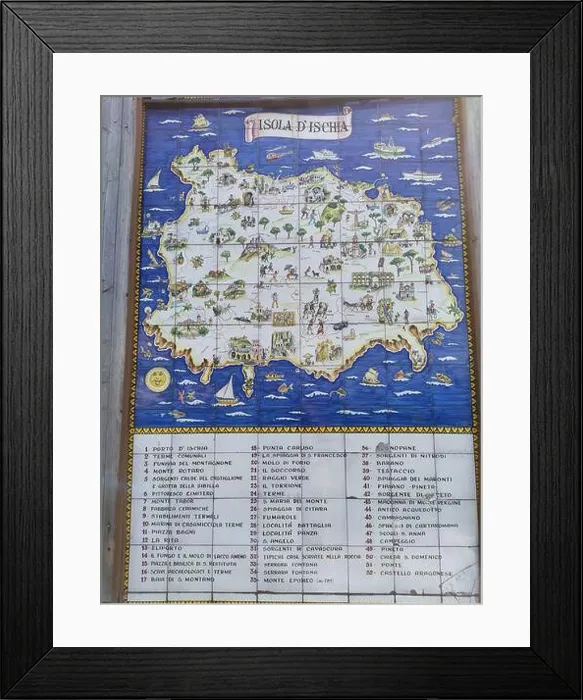 Framed Print : View of Ischia Island map in Naples, Italy Framed Print : View of Ischia Island map in Naples, Italy