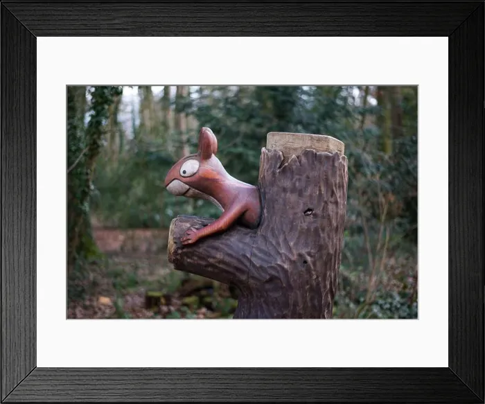 Framed Print : The Gruffalo Squirrel Wood Carving Portrait in the Woods at Westonbirt Arboretum Framed Print : The Gruffalo Squirrel Wood Carving Portrait in the Woods at Westonbirt Arboretum