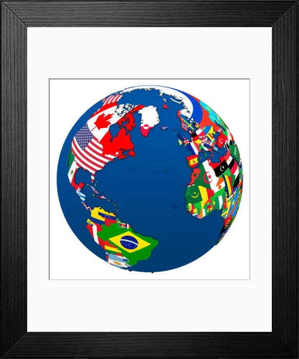 Framed Print : Political northern hemisphere map Framed Print : Political northern hemisphere map