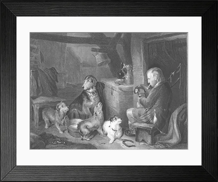 Framed Print : SCOTLAND: Highland Music; Dogs-Landseer, antique print c1880 Framed Print : SCOTLAND: Highland Music; Dogs-Landseer, antique print c1880