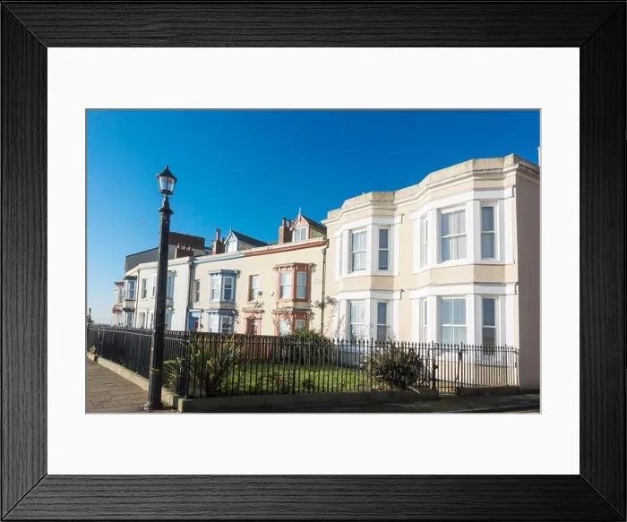 Framed Print : A row of houses in South Crescent, Headland, Hartlepool, England, UK Framed Print : A row of houses in South Crescent, Headland, Hartlepool, England, UK