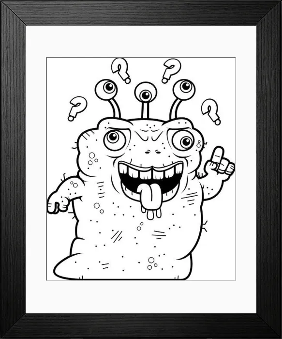 Framed Print : A cartoon illustration of an ugly alien looking confused Framed Print : A cartoon illustration of an ugly alien looking confused