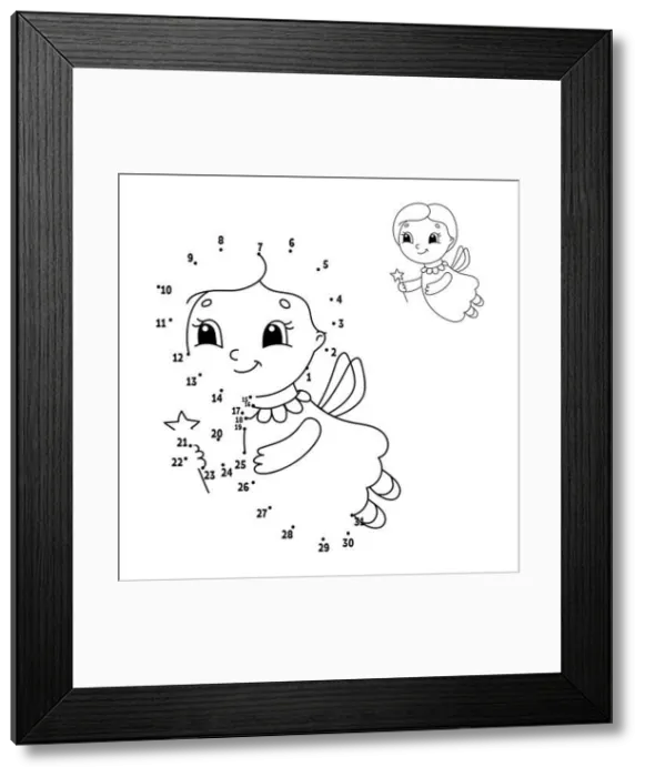 Framed Print : Dot to dot. Draw a line. Handwriting practice Framed Print : Dot to dot. Draw a line. Handwriting practice