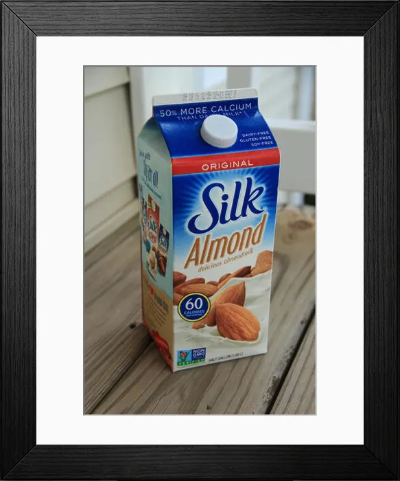 Framed Print : This image shows a carton of Silk Almond Milk Framed Print : This image shows a carton of Silk Almond Milk