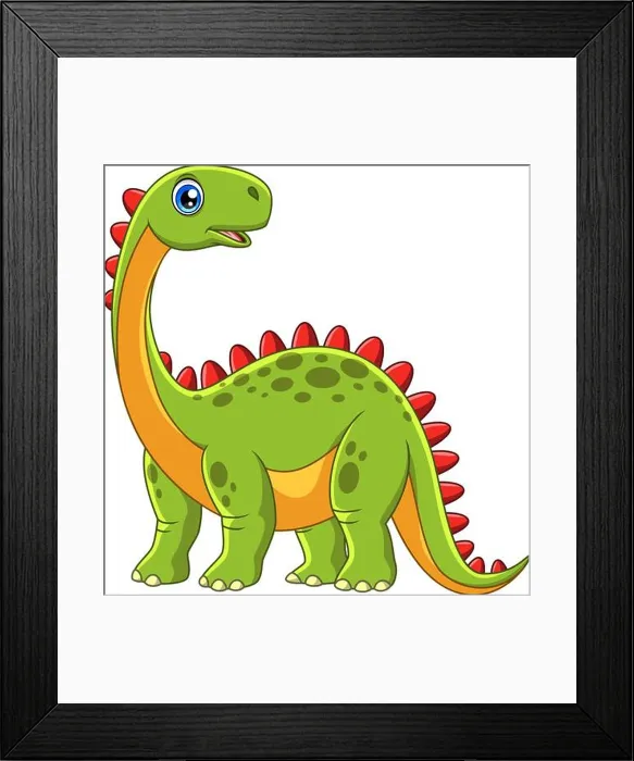 Framed Print : Happy dinosaur cartoon vector illustration on white background Framed Print : Happy dinosaur cartoon vector illustration on white background