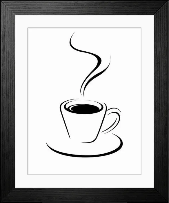 Framed Print : steaming espresso cup, line art icon Framed Print : steaming espresso cup, line art icon