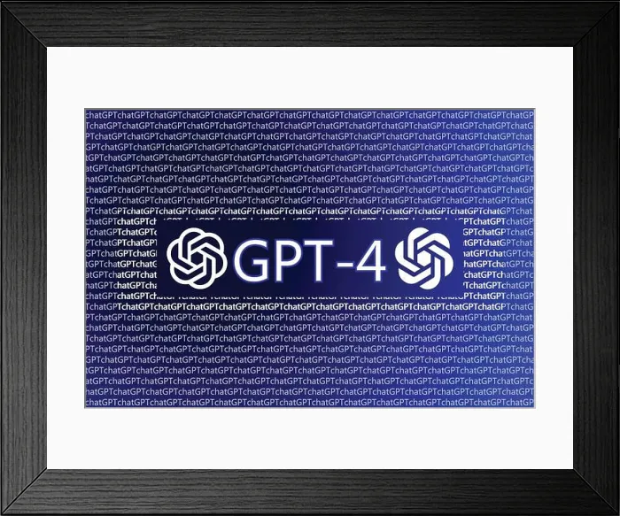 Framed Print : GPT 4 Illustration. ChatGPT openai logo ai language model. GPT 4 chatbot background Framed Print : GPT 4 Illustration. ChatGPT openai logo ai language model. GPT 4 chatbot background