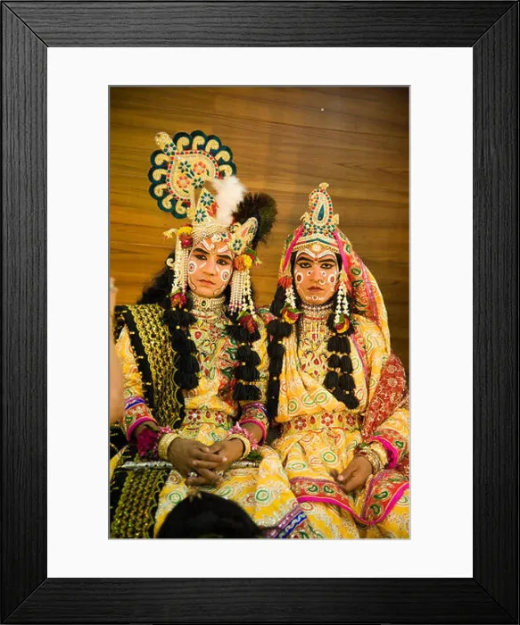 Framed Print : Couple dress up like radha krishna, mathura, uttar pradesh, india, asia Framed Print : Couple dress up like radha krishna, mathura, uttar pradesh, india, asia