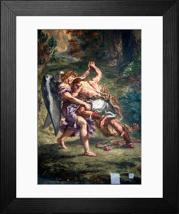 Framed Print : Jacob wrestling with the angel by Eugene Delacroix inside of Saint Sulpice Church, Paris, France Framed Print : Jacob wrestling with the angel by Eugene Delacroix inside of Saint Sulpice Church, Paris, France