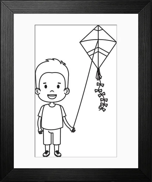 Framed Print : little boy flying kite Framed Print : little boy flying kite