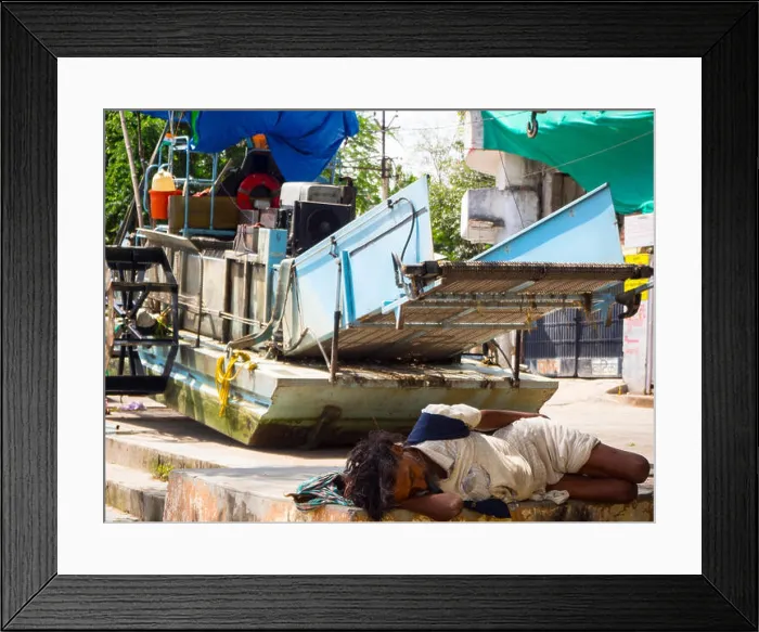 Framed Print : sleeping poor man - hindu bagger - old Udaipur Rajastan India
