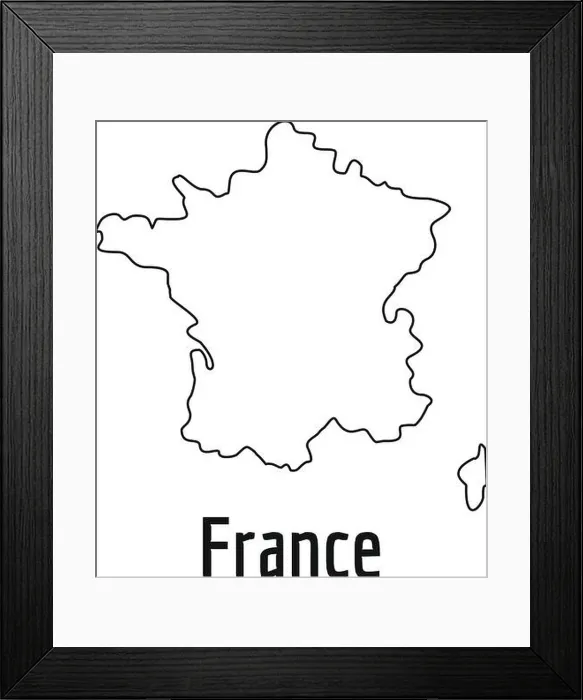 Framed Print : France map thin line. Simple illustration of France map vector isolated on white background