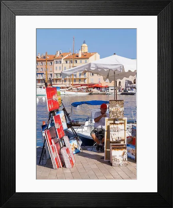 Framed Print : France, Var, St Tropez, painter at the harbour Framed Print : France, Var, St Tropez, painter at the harbour