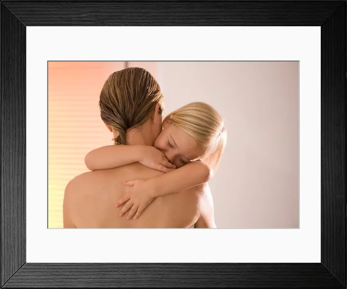 Framed Print : Mother Holding Sleeping Daughter