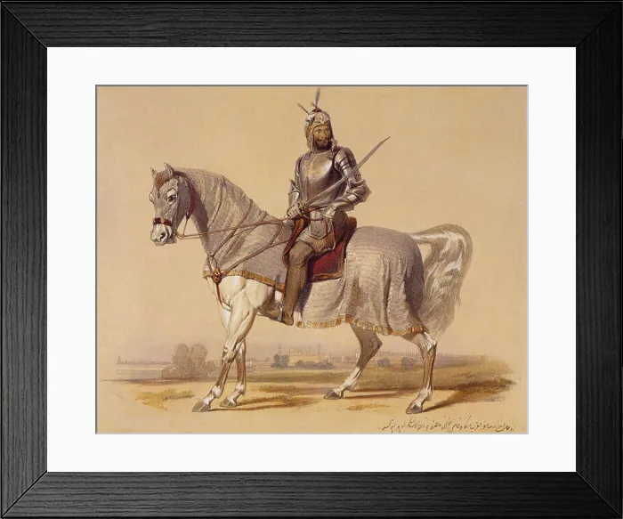 Framed Print : Sikh Warrior on Horse, India 1847 Framed Print : Sikh Warrior on Horse, India 1847