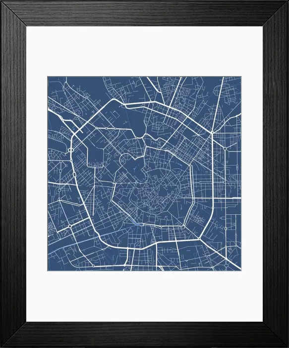 Framed Print : Detailed map poster of Milan city administrative area