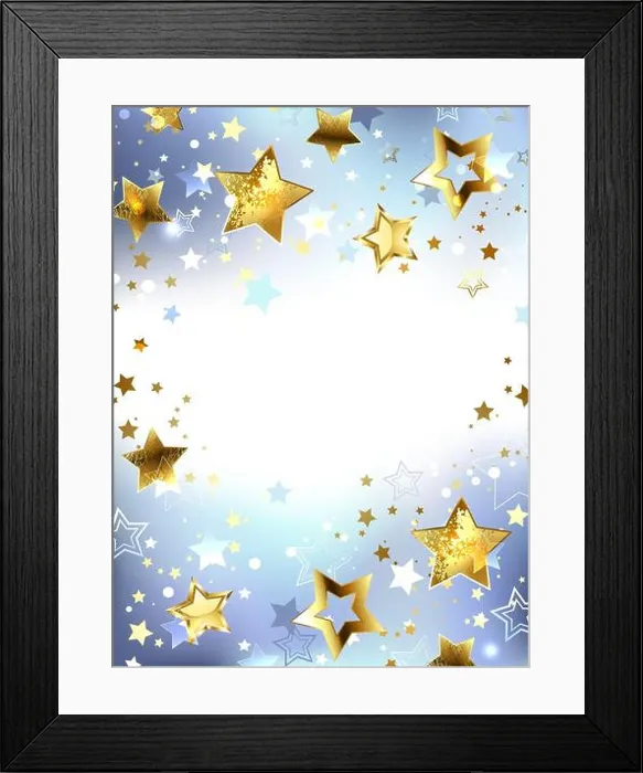Framed Print : Golden shiny stars on bright abstract background. Design with stars. Golden Star Framed Print : Golden shiny stars on bright abstract background. Design with stars. Golden Star