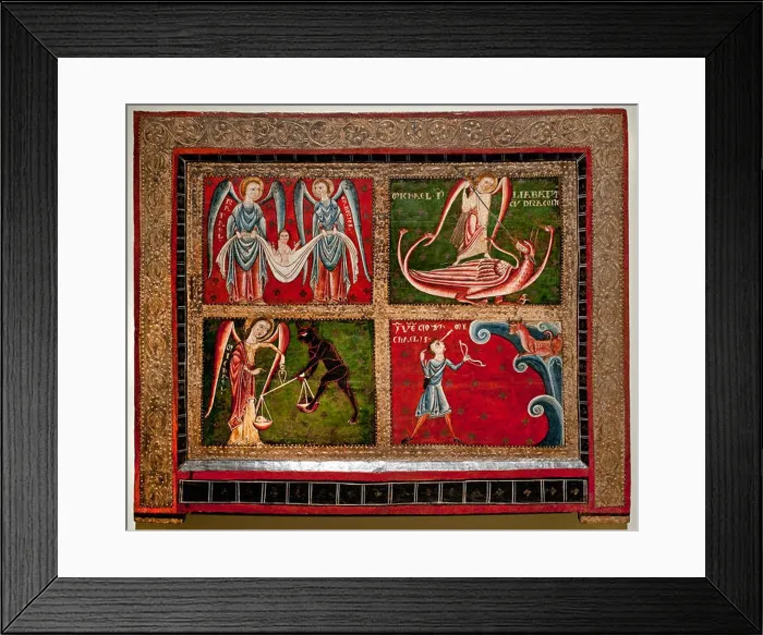 Framed Print : Altar frontal of the Archangels - Master of Sant Pau de Casserres Medieval Romanesque Art 13th century Spain Spanish