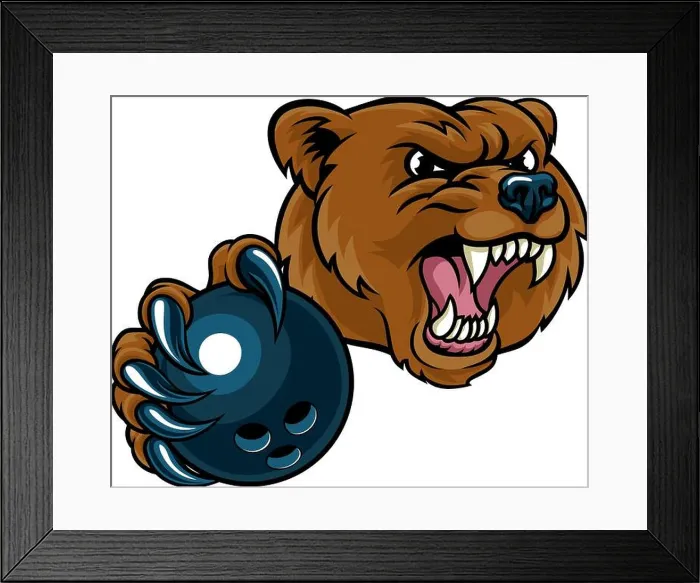 Framed Print : Bear Holding Bowling Ball Framed Print : Bear Holding Bowling Ball