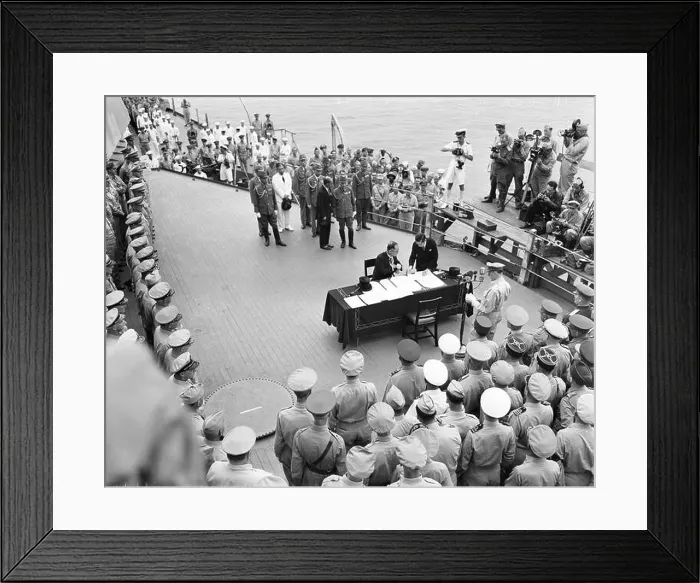 Framed Print : Surrender Ceremony aboard USS Missouri in Tokyo Bay Framed Print : Surrender Ceremony aboard USS Missouri in Tokyo Bay