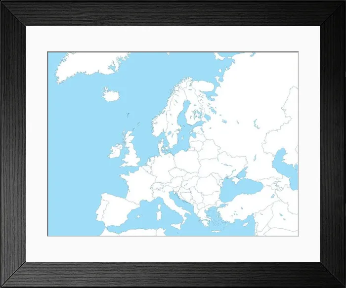 Framed Print : Political map of Europe with borders of the regions Framed Print : Political map of Europe with borders of the regions