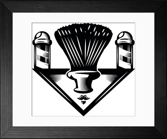 Framed Print : barber shop brush and pole retro Framed Print : barber shop brush and pole retro