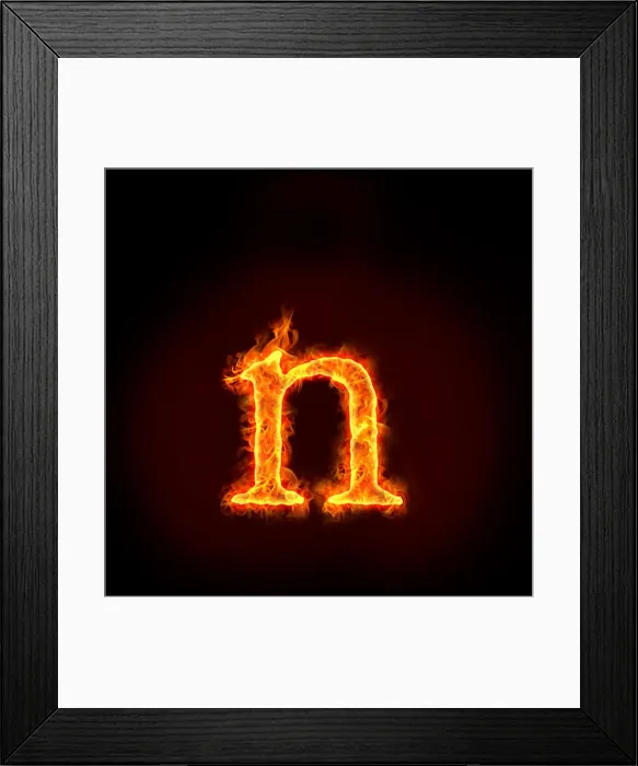 Framed Print : fire alphabets, small letter n Framed Print : fire alphabets, small letter n