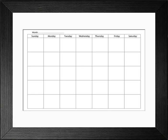 Framed Print : Blank calendar page. Simple monthly planner. Grid layout schedule. Vector illustration Framed Print : Blank calendar page. Simple monthly planner. Grid layout schedule. Vector illustration