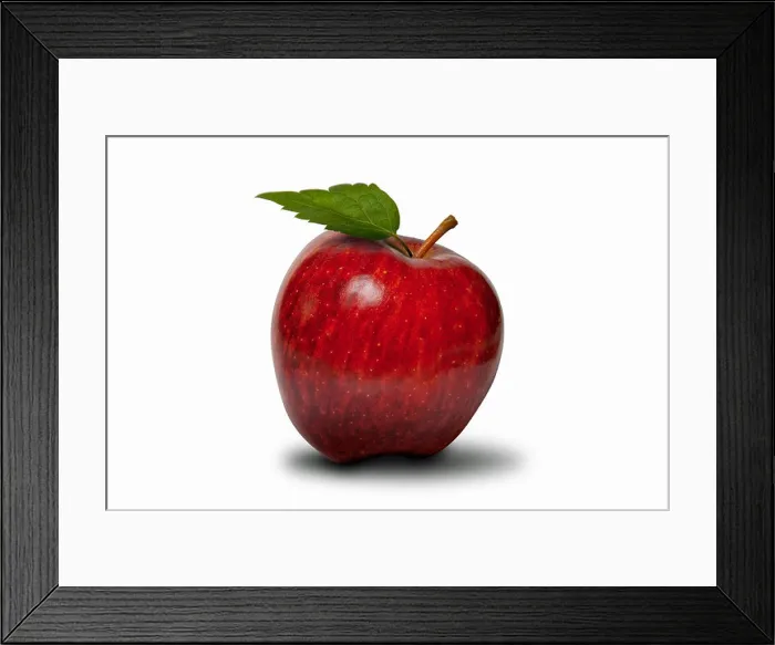 Framed Print : red apple with green leaf isolated on white with clipping Path Framed Print : red apple with green leaf isolated on white with clipping Path