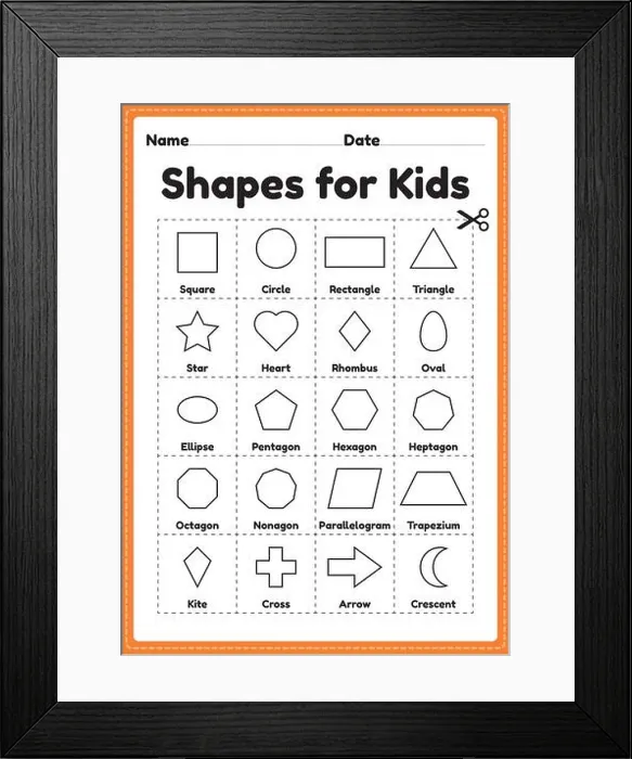 Framed Print : Different shapes for kids kindergarten Framed Print : Different shapes for kids kindergarten