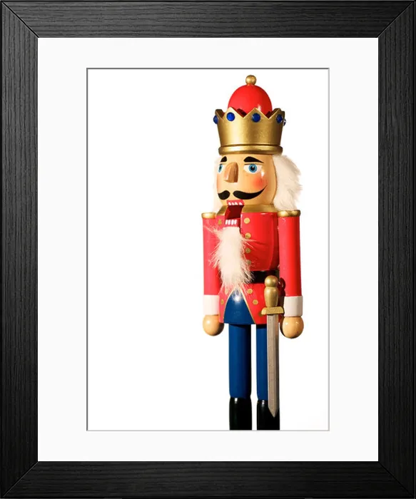 Framed Print : Wooden Nutcracker soldier Christmas decoration with mouth open Framed Print : Wooden Nutcracker soldier Christmas decoration with mouth open