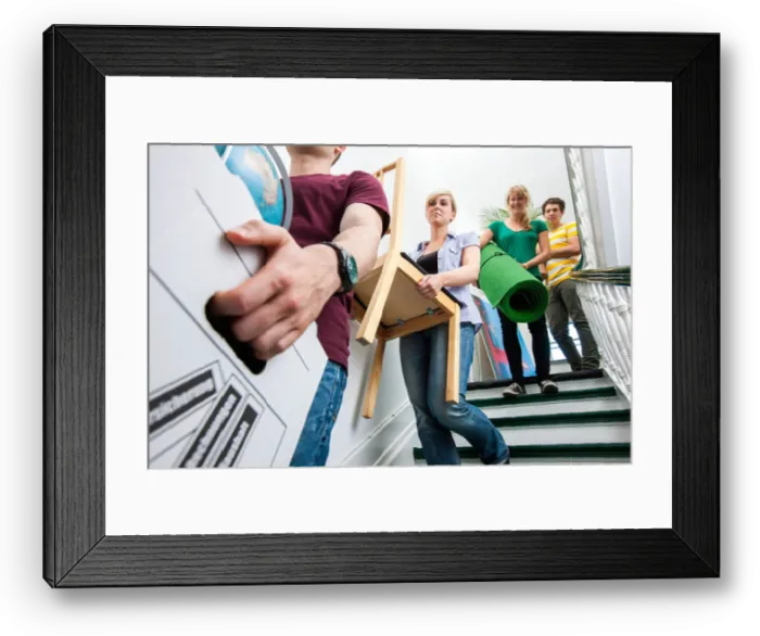 Framed Print : Young people moving in to a new apartment Framed Print : Young people moving in to a new apartment