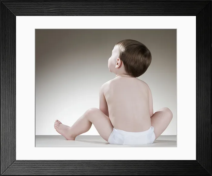Framed Print : Rear view of a baby boy Framed Print : Rear view of a baby boy