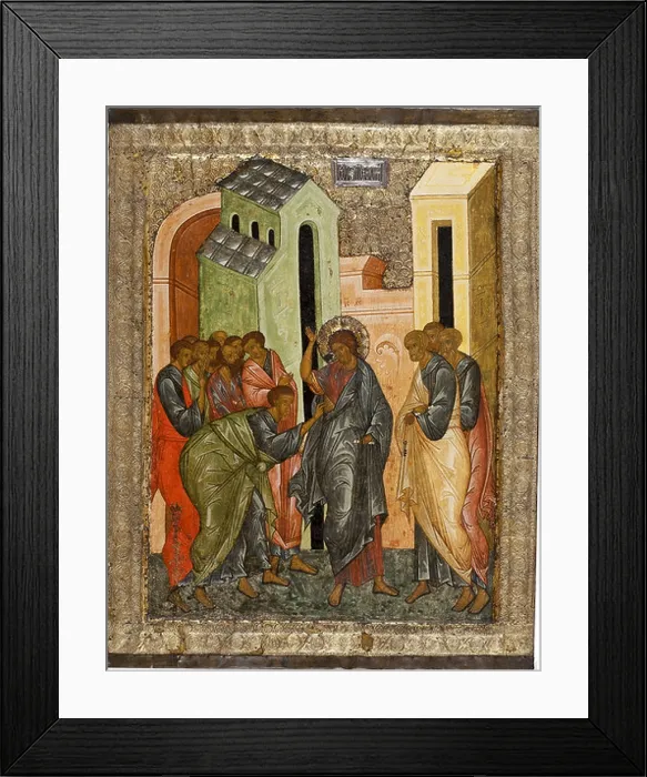 Framed Print : The Incredulity of Saint Thomas, 1497. Artist: Russian icon Framed Print : The Incredulity of Saint Thomas, 1497. Artist: Russian icon