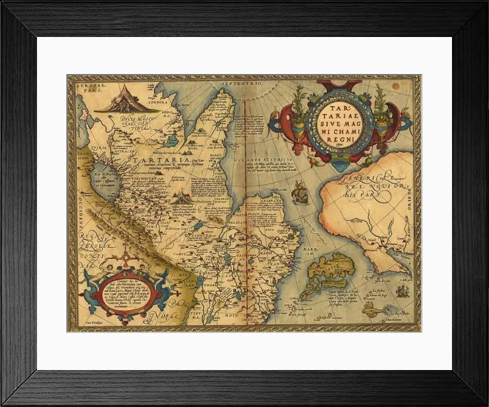 Framed Print : Antique Map of Tartary, China and Japan by Abraham Ortelius, circa 1570 Framed Print : Antique Map of Tartary, China and Japan by Abraham Ortelius, circa 1570