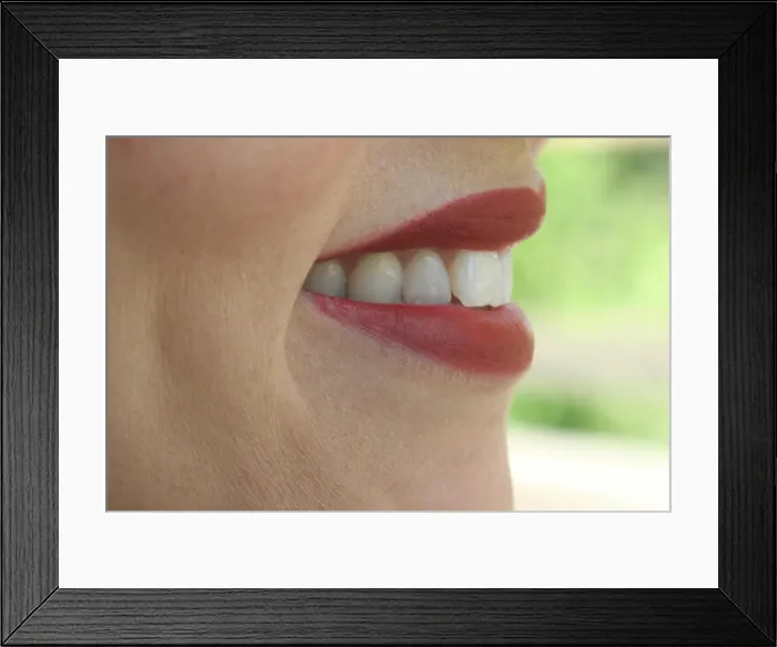 Framed Print : Red lips and white teeth of a beautiful woman Framed Print : Red lips and white teeth of a beautiful woman