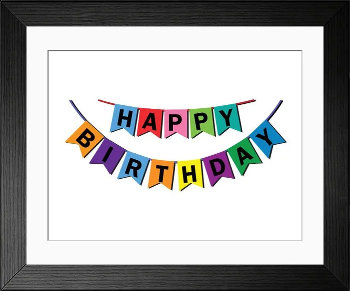 Framed Print : Birthday wishes banner. clip art image. with white background Framed Print : Birthday wishes banner. clip art image. with white background