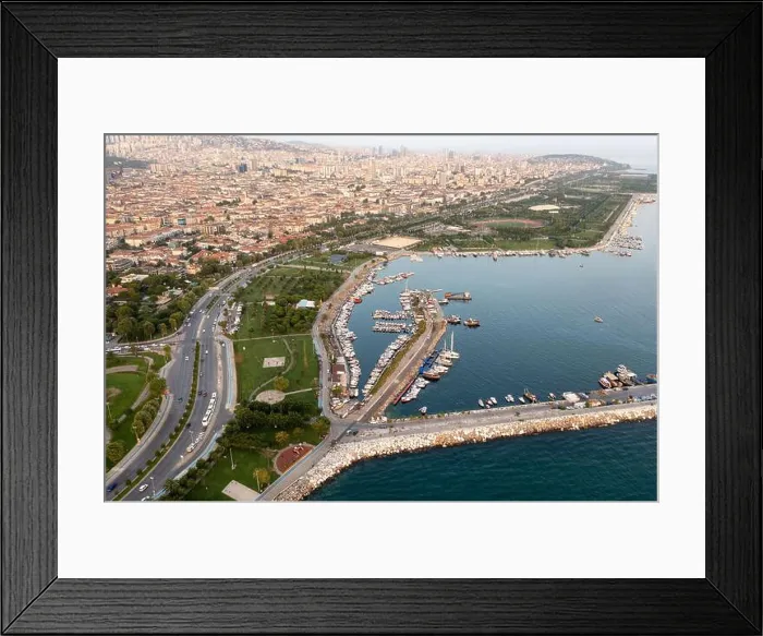Framed Print : Drone view Maltepe Sahil at sunset Framed Print : Drone view Maltepe Sahil at sunset