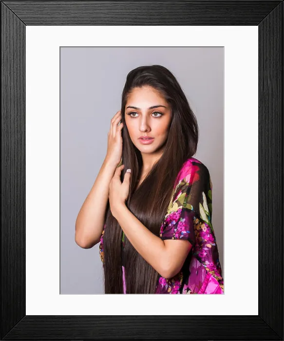 Framed Print : Beautiful young Indian woman with healthy long hair Framed Print : Beautiful young Indian woman with healthy long hair