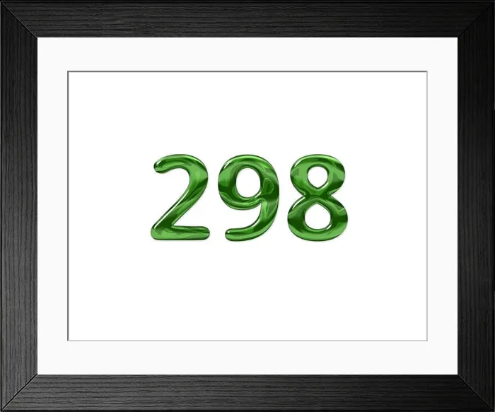 Framed Print : Green Number 298 isolated white background Framed Print : Green Number 298 isolated white background