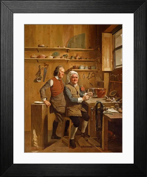 Framed Print : This portrait by Johan Zoffany from around 1772 depicts John Cuff and his assistant Framed Print : This portrait by Johan Zoffany from around 1772 depicts John Cuff and his assistant