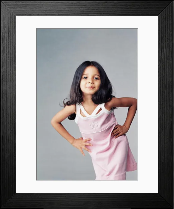 Framed Print : Girl hands on hips, open hair Framed Print : Girl hands on hips, open hair