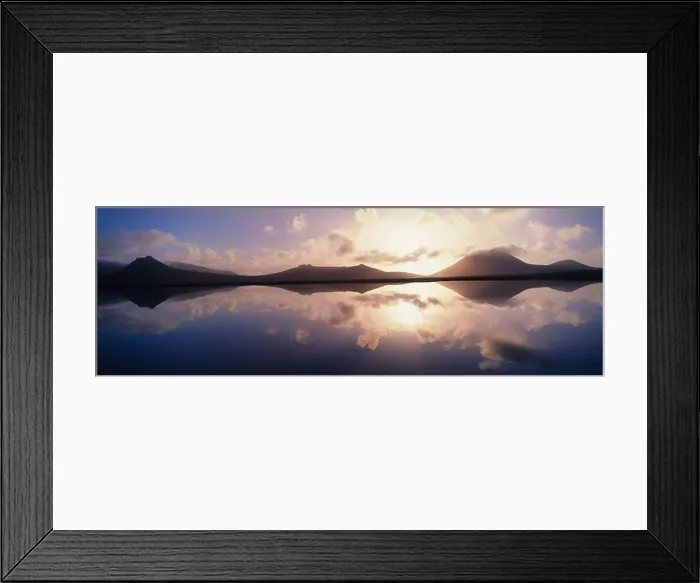 Framed Print : Morven Range reflected in Lochan. Flow Country. Caithness. Scotland